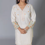 Elegant Off-White Khadi Embroidered Co-Ord Set