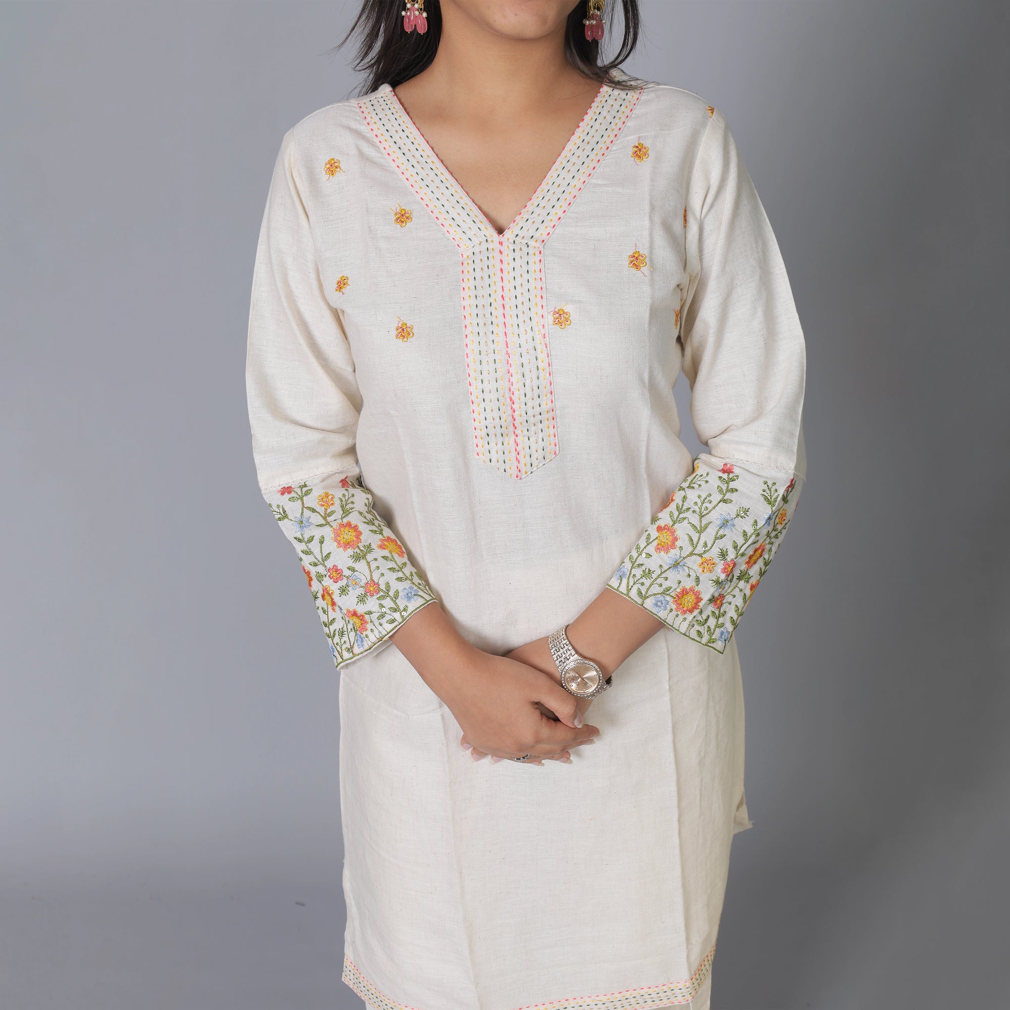 Elegant Off-White Khadi Embroidered Co-Ord Set