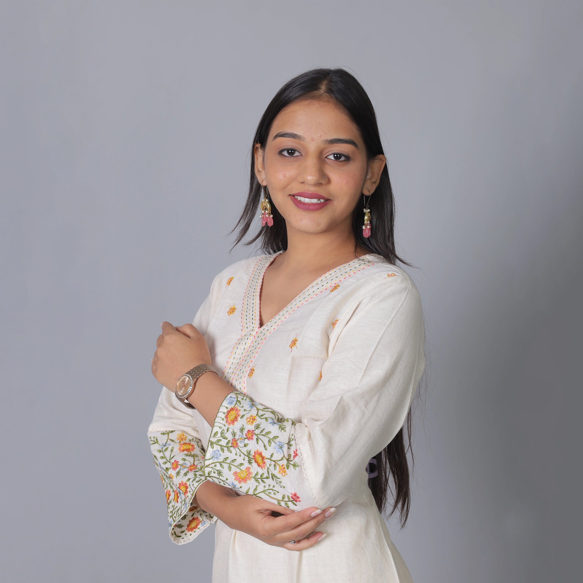 Elegant Off-White Khadi Embroidered Co-Ord Set