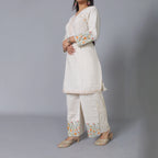 Elegant Off-White Khadi Embroidered Co-Ord Set