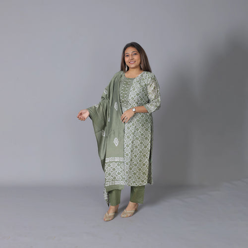 Chanderi Silk Batik Print Suit