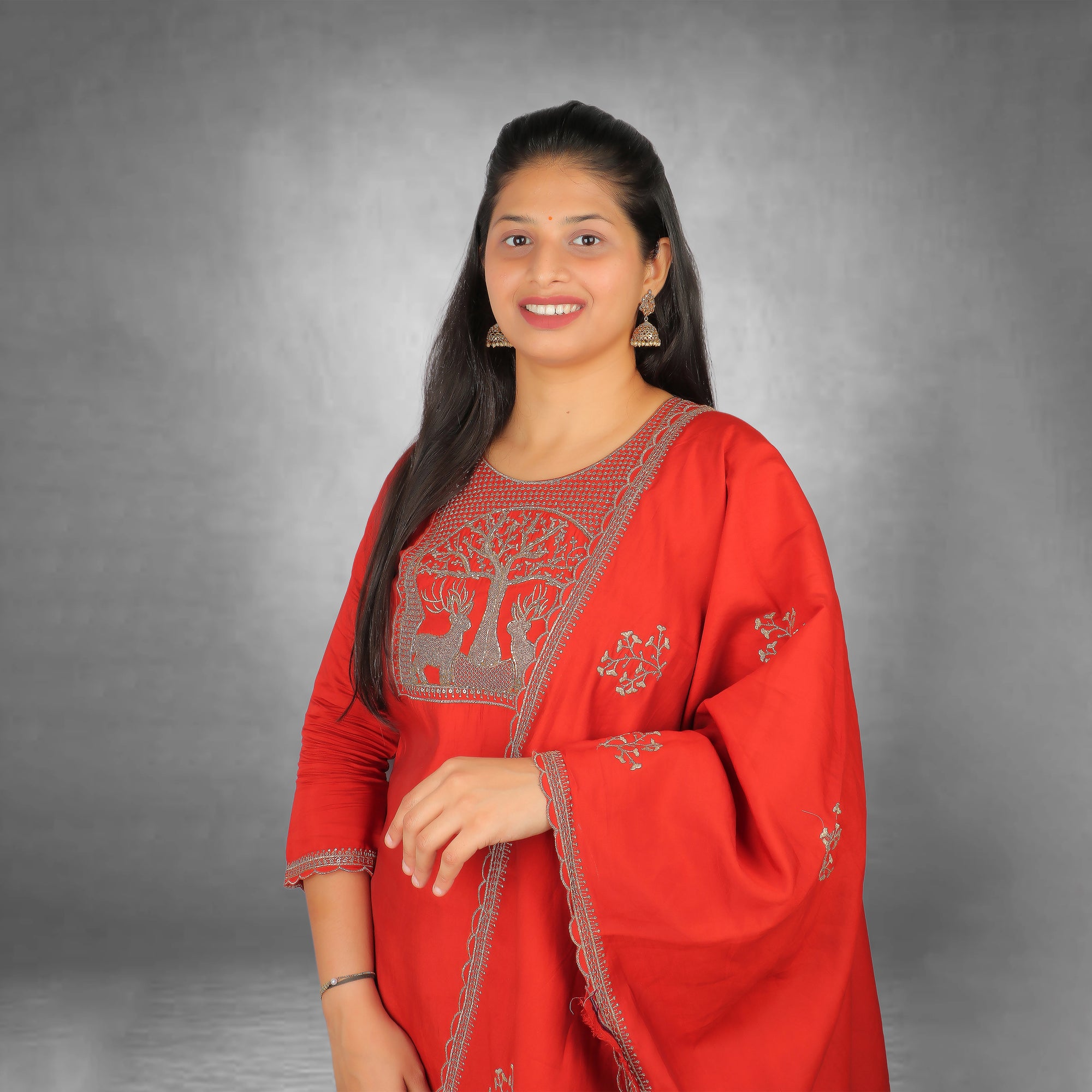 Elegant Red  Simar Silk  Kurta Set