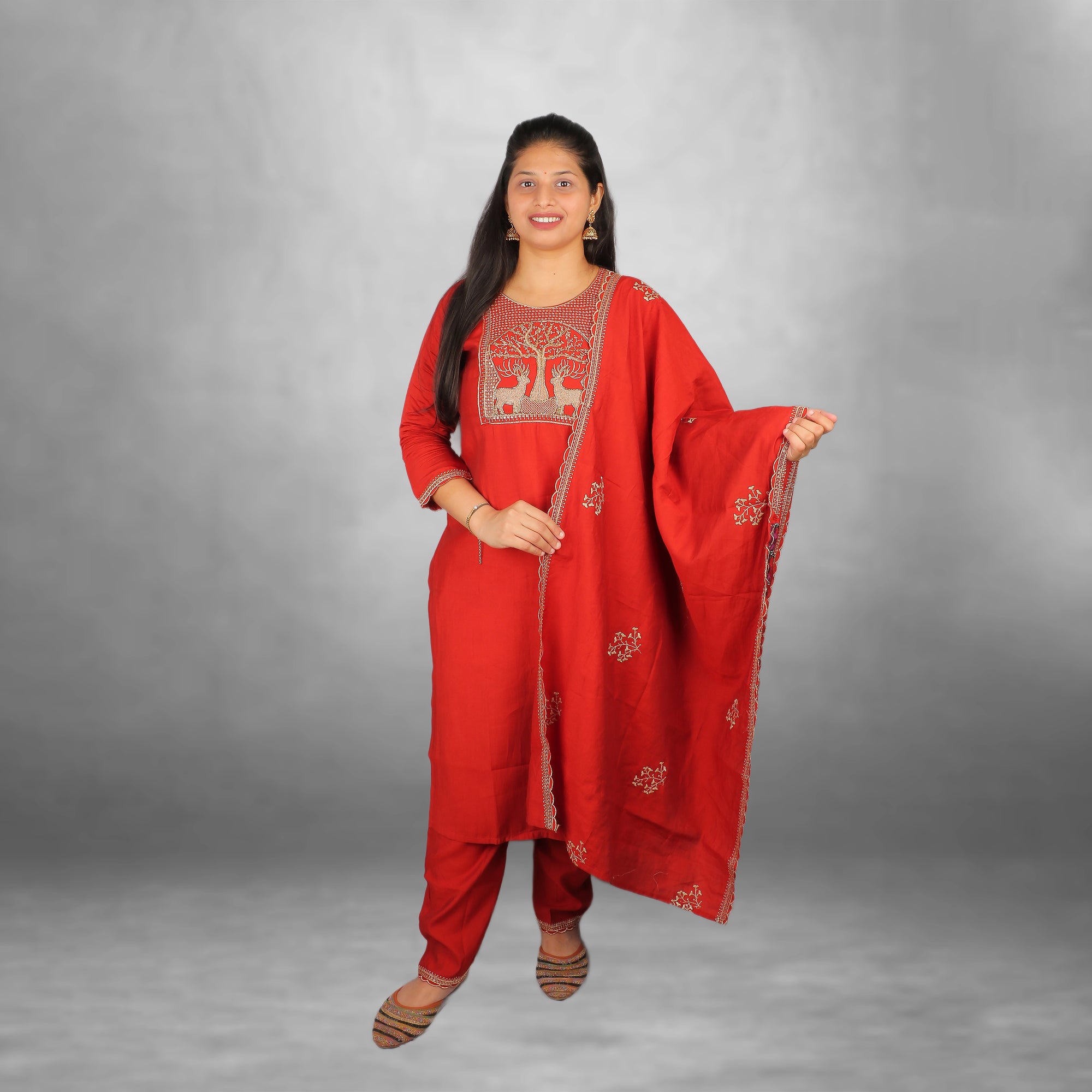 Elegant Red  Simar Silk  Kurta Set